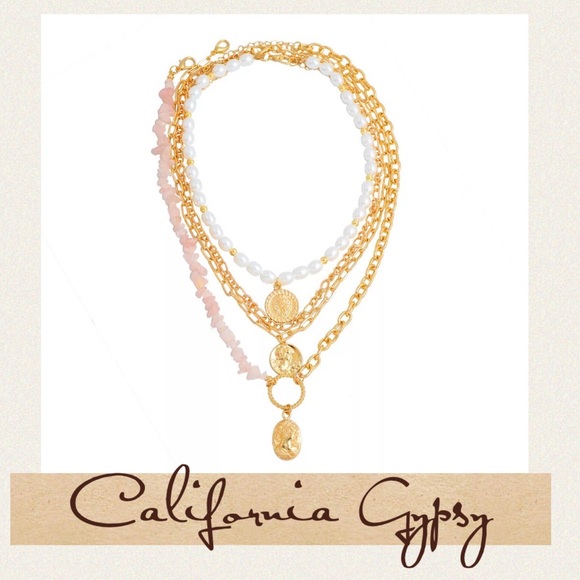 JUST IN🎉Rose Quartz Layered Medallion Necklace - Picture 2 of 5